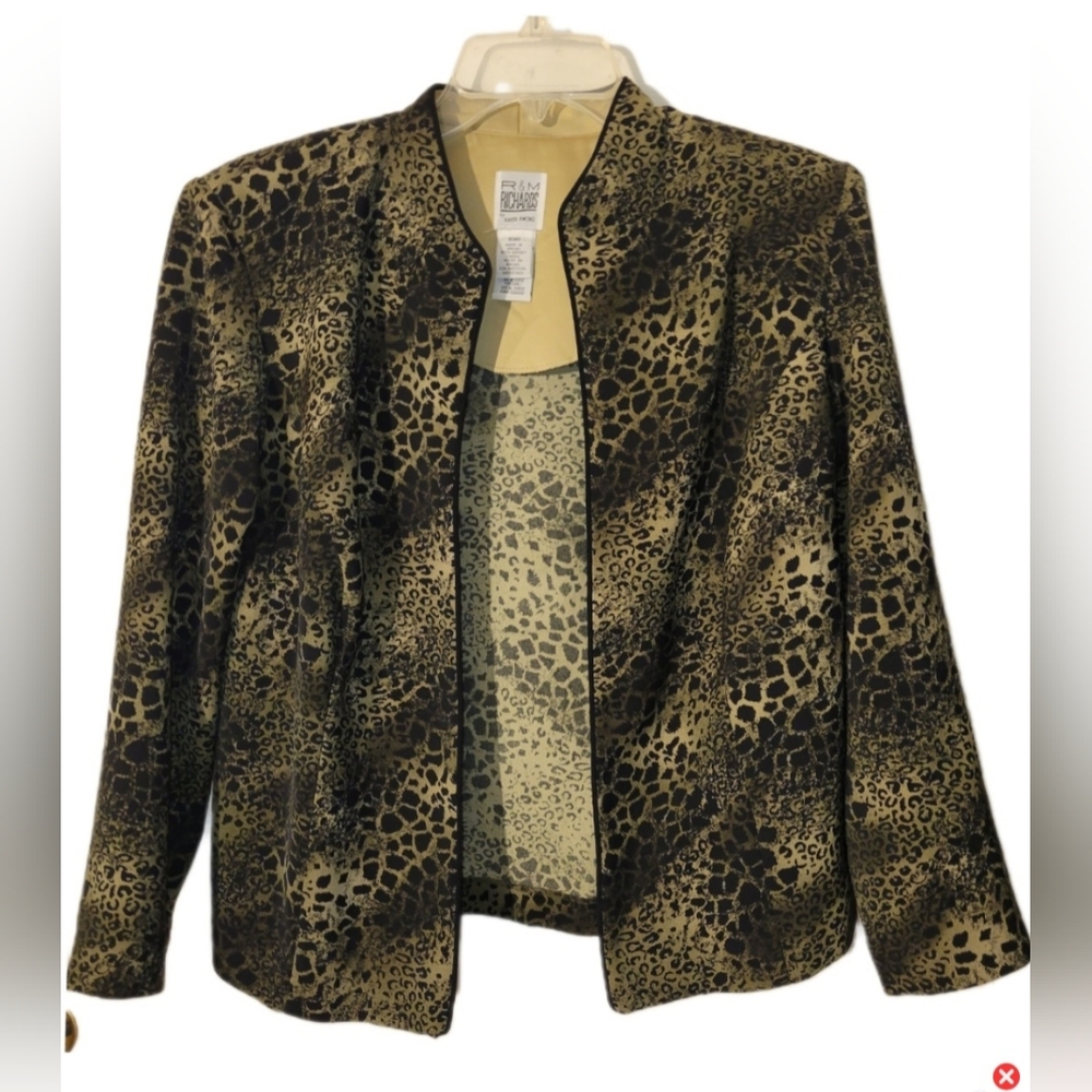 R&M RICHARDS Open Style Polyester Knit Jacket 16WP Cheetah Animal Print